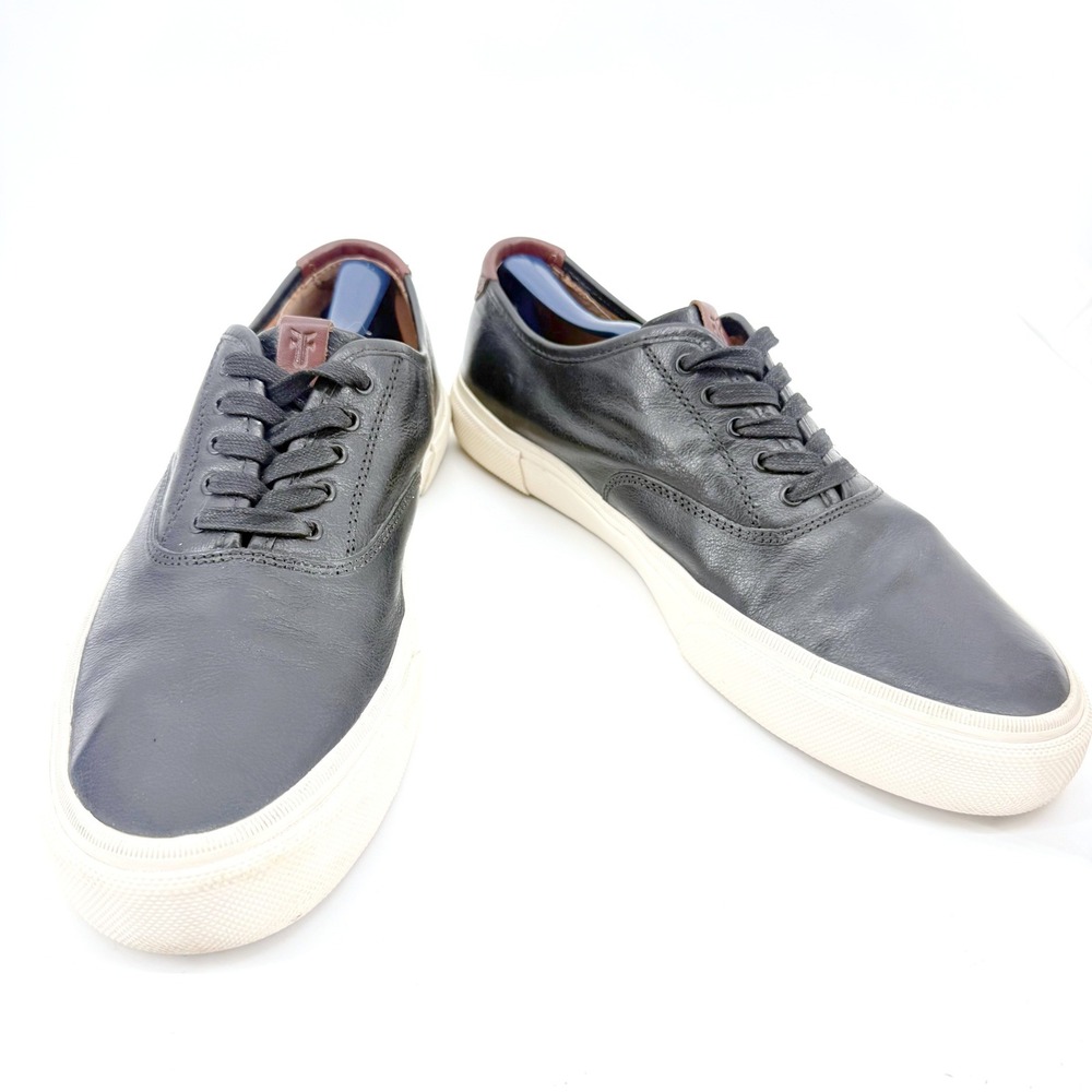 Frye Leather Sneakers Mens 11.5 Black Brown Excellent Low Top Shoes Comfort